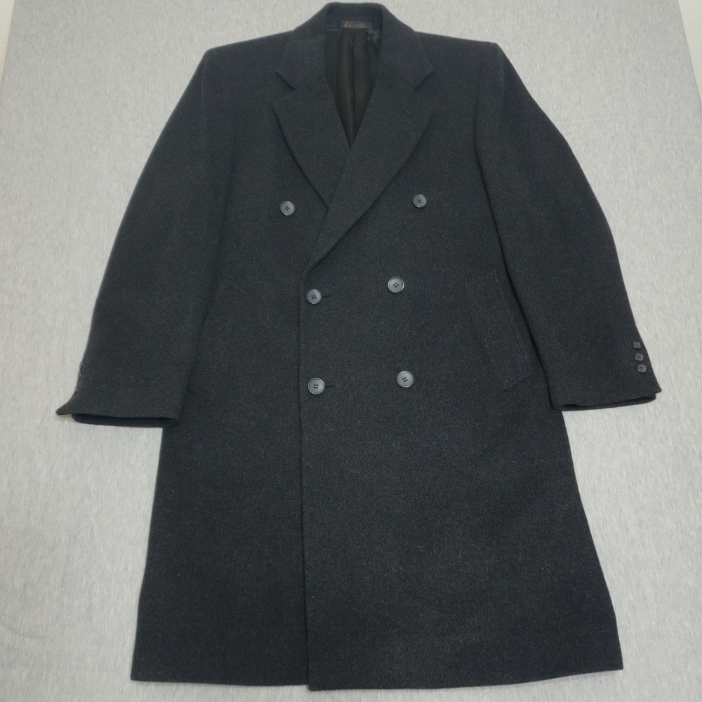 GGG Clothes Mens 40S Small Wool Cashmere Blend Double Breasted Coat Black Italy
